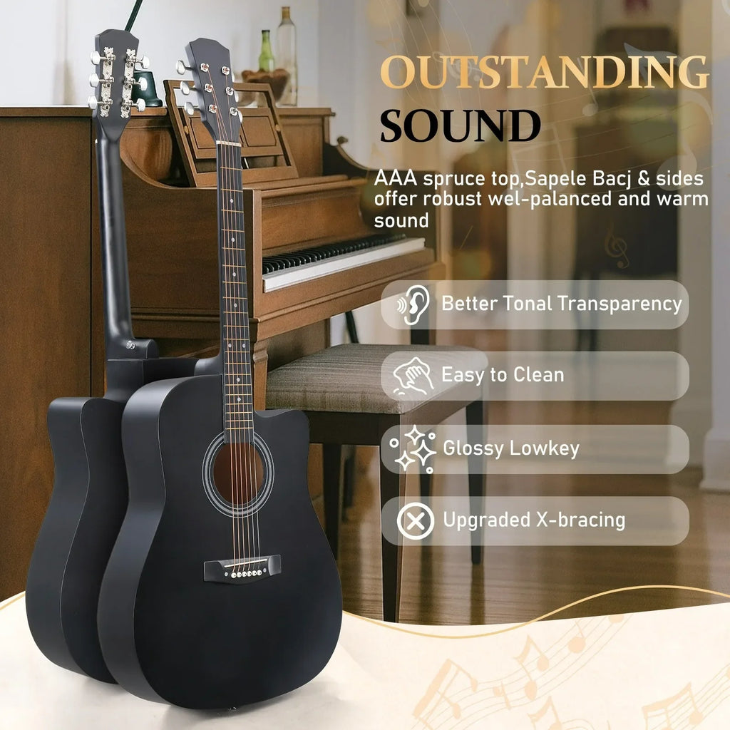 41-Inch Beginner Acoustic Guitar Package - Starter Bundle Kit