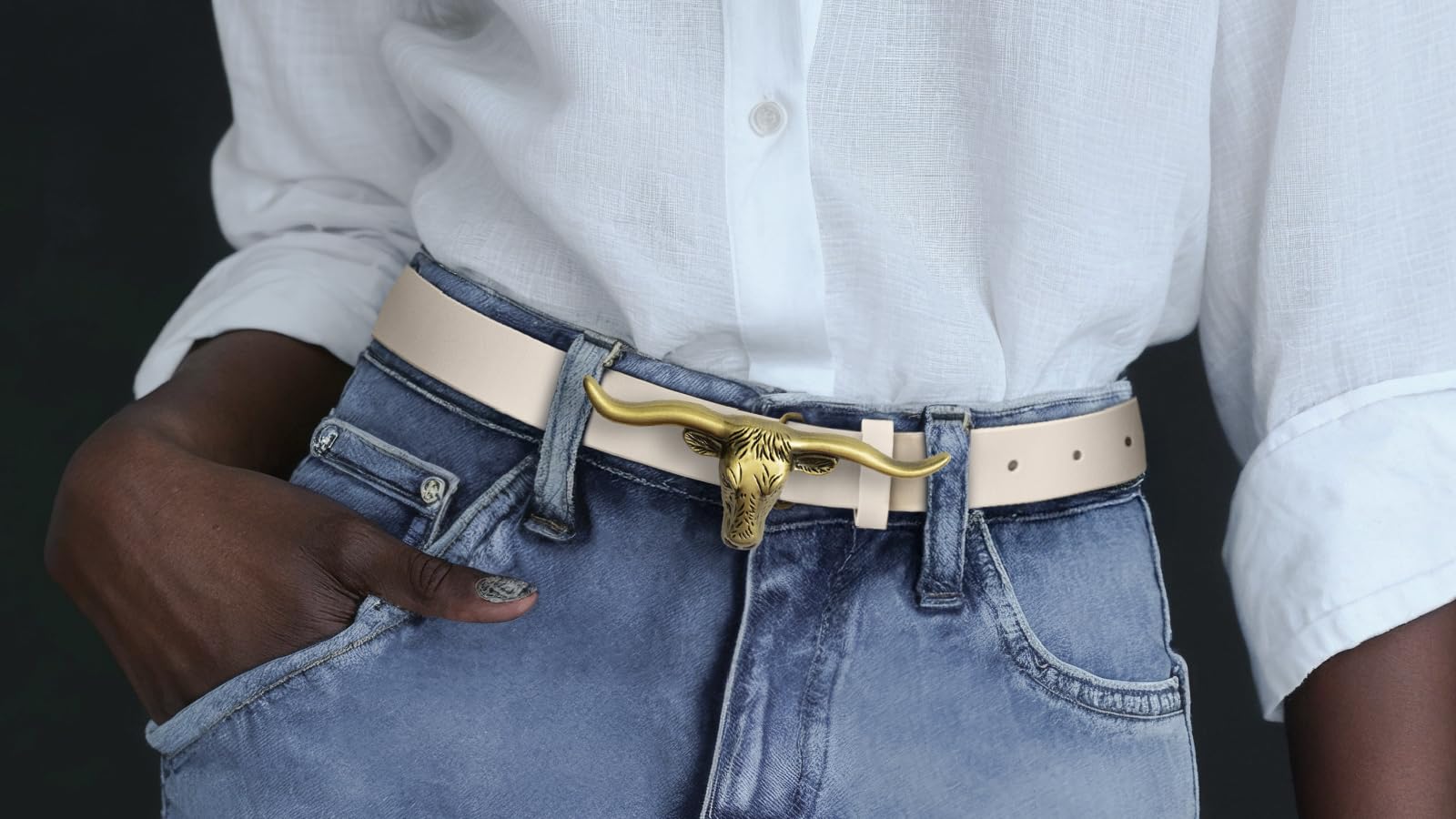 Signature Longhorn Western Leather Belt for Women