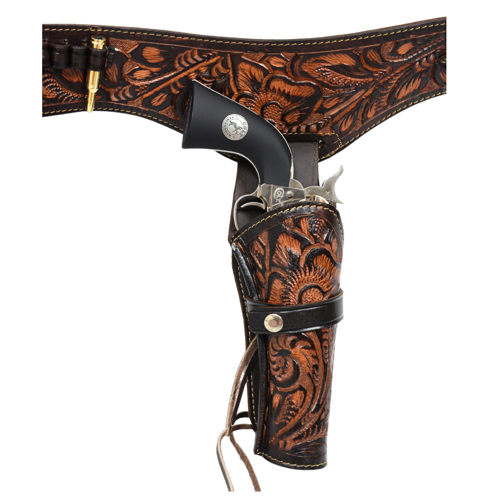 Double Western Holster & Belt 44 45 Cal - Brown