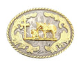 Western Cowboy Cross and Horse Belt Buckle crucifix silver gold Black cross suit tie Cord Square Dance Western wear Jesus
